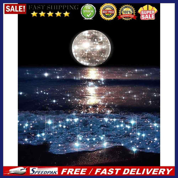 DIY Digital Picture Sea Moon Frameless Oil Painting By Number Acrylic Handi
