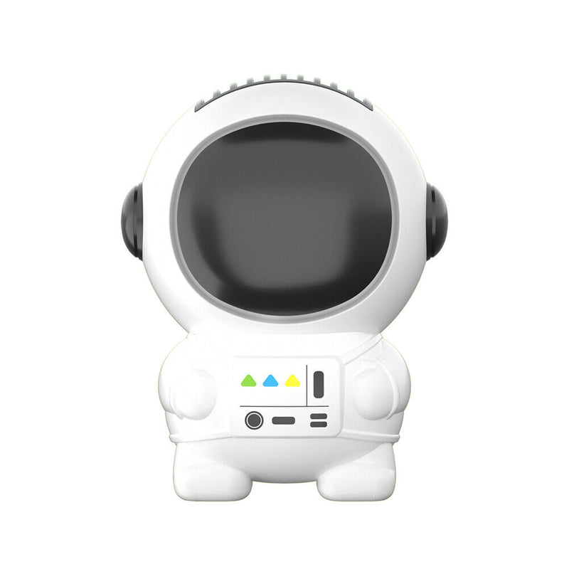 Mini Electric Fan Cute Astronaut Bladeless Spaceman Neck Air Cooler (Black)
