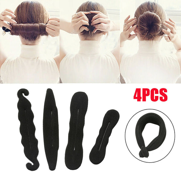 Women DIY Donut Sponge Hair Braid Tool Set Foam Twist Bun Updo Ponytail Maker