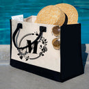 Flower Letter Canvas Bag Women Hit Color Fashion Beach Shoulder Tote Handbags