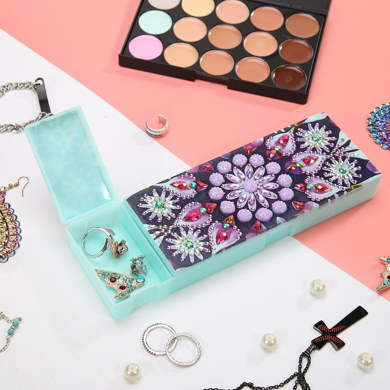 DIY Mandala Special Shaped Diamond Painting 2 Grids Pencil Case Storage Box Gift