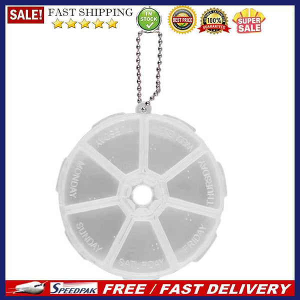 15pcs Portable 7 Day Weekly Round Drug Tablet Pill Box Medicine Splitters
