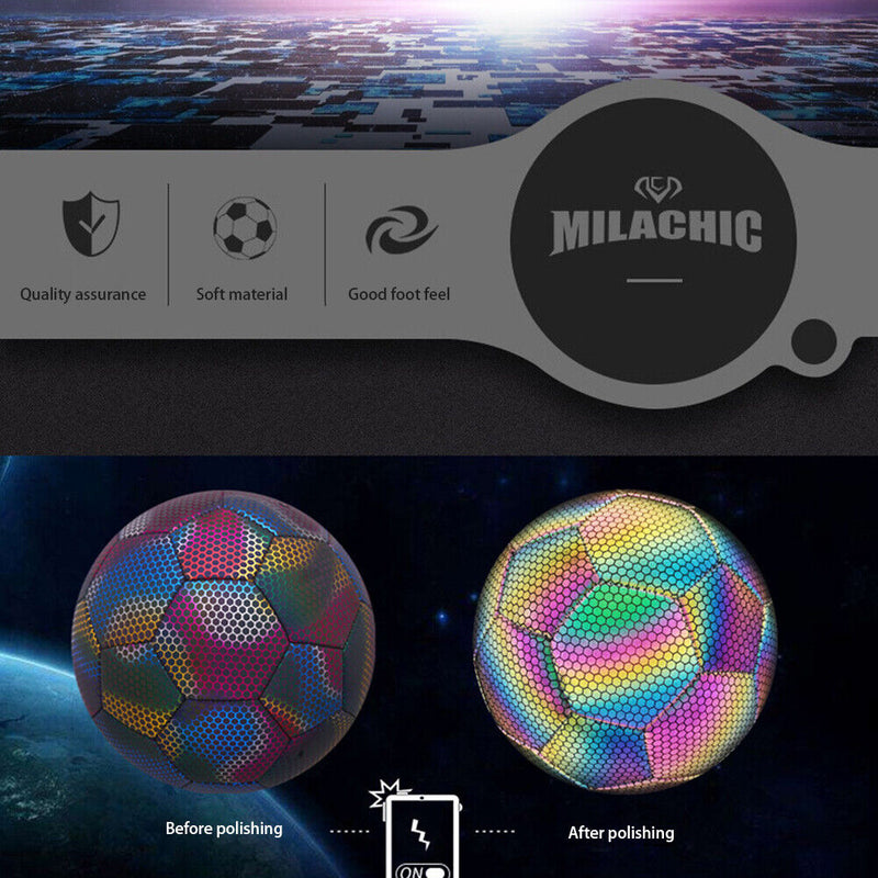 Standard Luminous Competition Football PU Reflective Soccer Ball for Beginn
