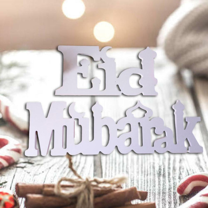 Eid Mubarak Wooden Letter Ornament Islamic Ramadan Dining Party Decors Supply