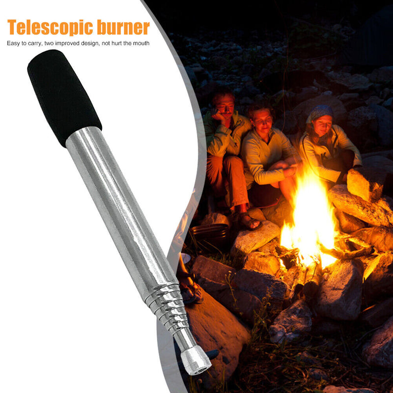 Stainless Steel Blow Fire Tube Portable Retractable Mouth Blowpipe Fire Start