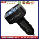 4 In 1 3.1A Dual USB Car Charger Adapter Voltmeter Blue Fahrenheit