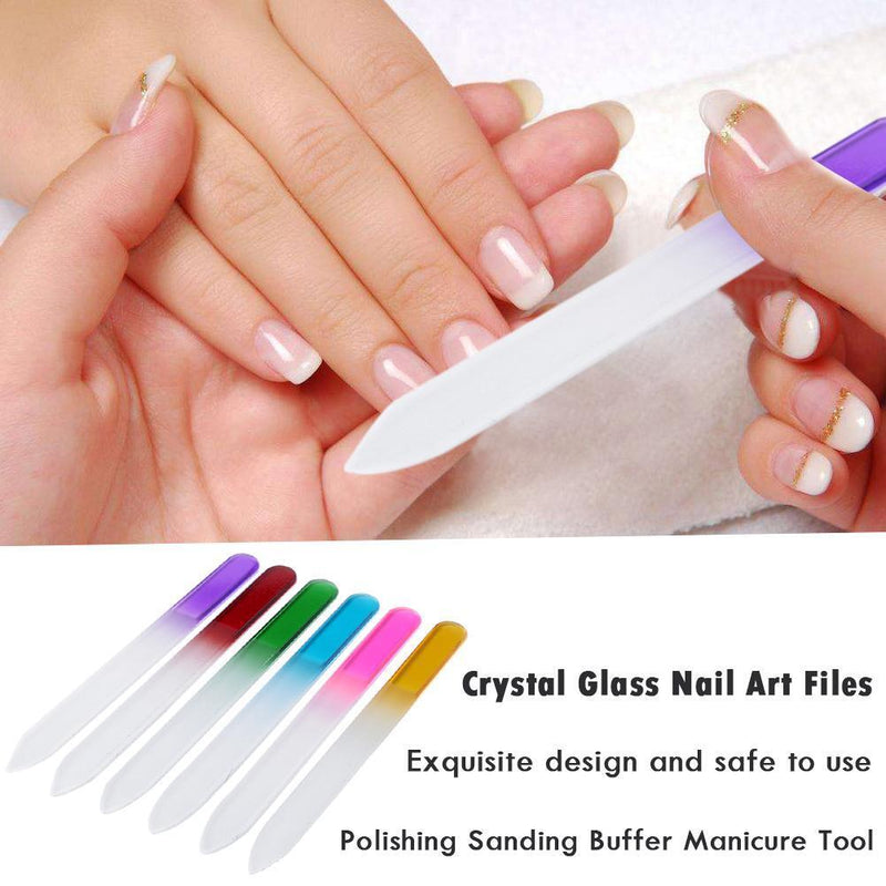 6pcs Pro Glass Nail Art Files Polishing Grinding Manicure Pedicure Tools