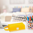 Korean Large Capacity Pencil Case Bags Zipper Solid Stationery Box (Yellow)
