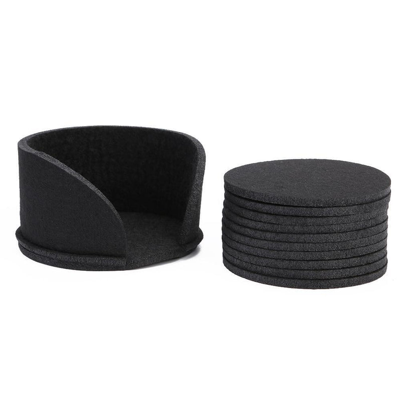 20pcs Round Felt Cup Mats Coasters Heat Resistant Coffee Tea Pad (A Black)