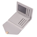 Retro Leather Solid Color Trifold Short Wallet Women Purse (Light Grey)