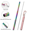 Outdoor Reusable Collapsible Drinking Straw Suit with Cleaning Brush (D) Newly