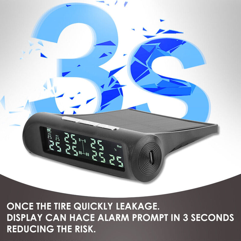 AN-07 LCD Solar Truck TPMS Tire Pressure Tyre Temperature Monitor Alarm System