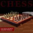 International Chess Set, Standard Chess Board Metal Pieces Kit for Kids Adu