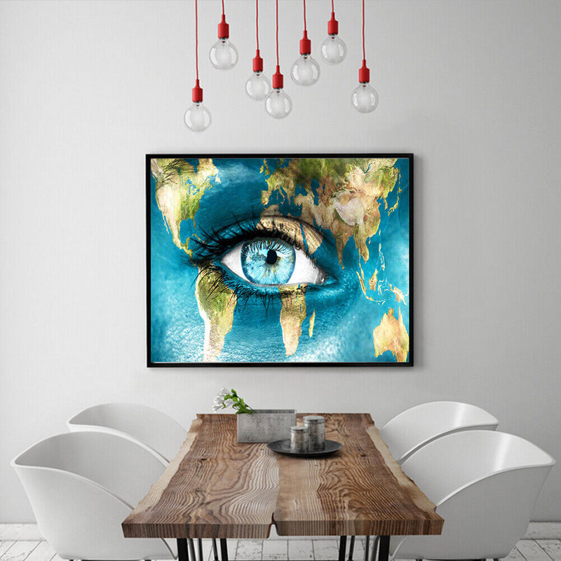 Blue Eyes Oil Paint By Numbers Kit DIY Acrylic Painting on Canvas Frameless