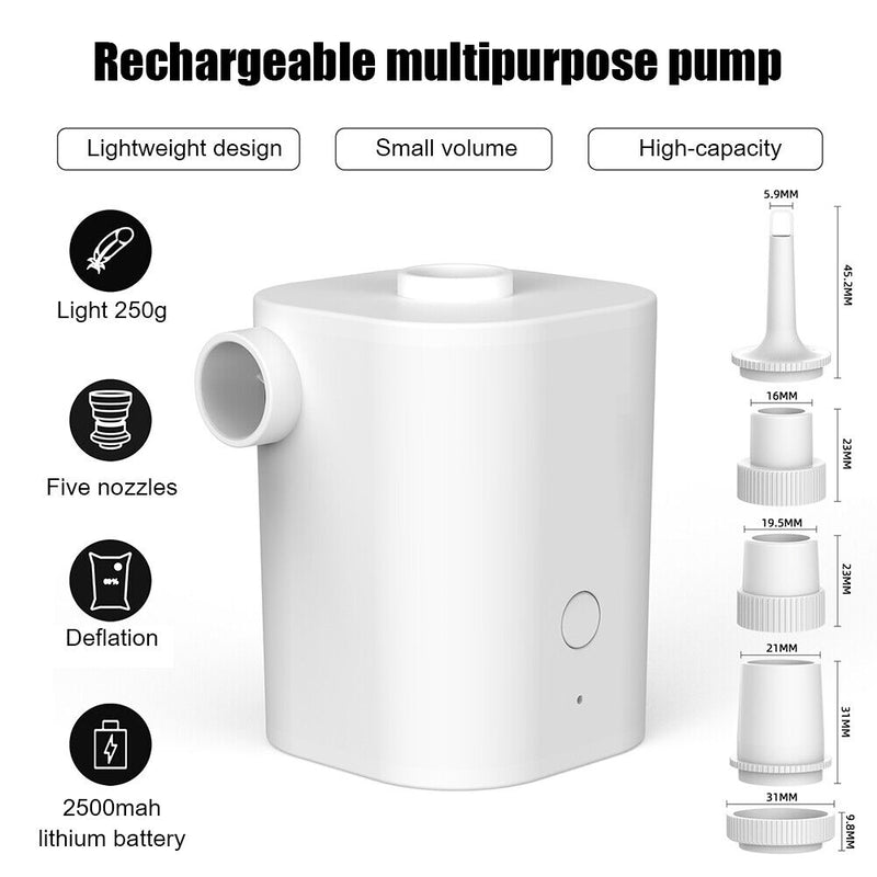 Electric Inflatable Air Pump for Air Beds Swimming Rings Boat Sofa (White)