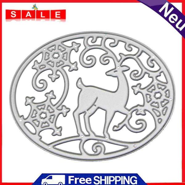 Hot Christmas Deer Oval Style DIY Punching Molds Stencil Scrapbooking Album