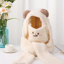 Cute Caps Plush Beanies Caps Bear Ear Hat Hat Scarf Set Earflap Earmuff