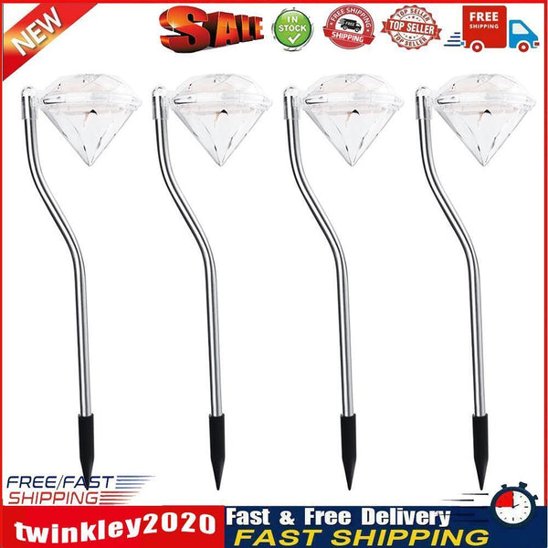 4x Solar Diamond Light LED Outdoor Garden Lawn Path Decor Lamp (Colorful) Newly