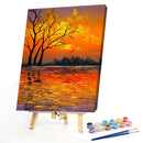 Paint By Numbers DIY Lake Sunset Painted on Canvas Oil Picture Craft Wall Decor