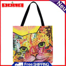 Jumper car shopping bag with colourful cat motif, shoulder bag