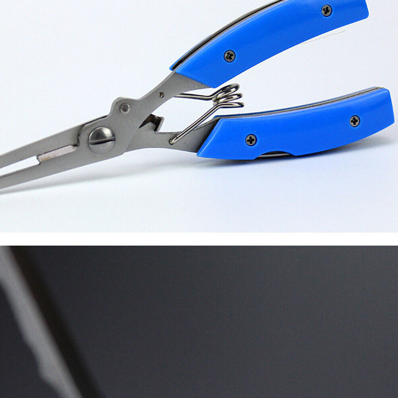 Stainless Steel Fishing Pliers Fishing Line Cutter Hook Remover (Blue) Newly
