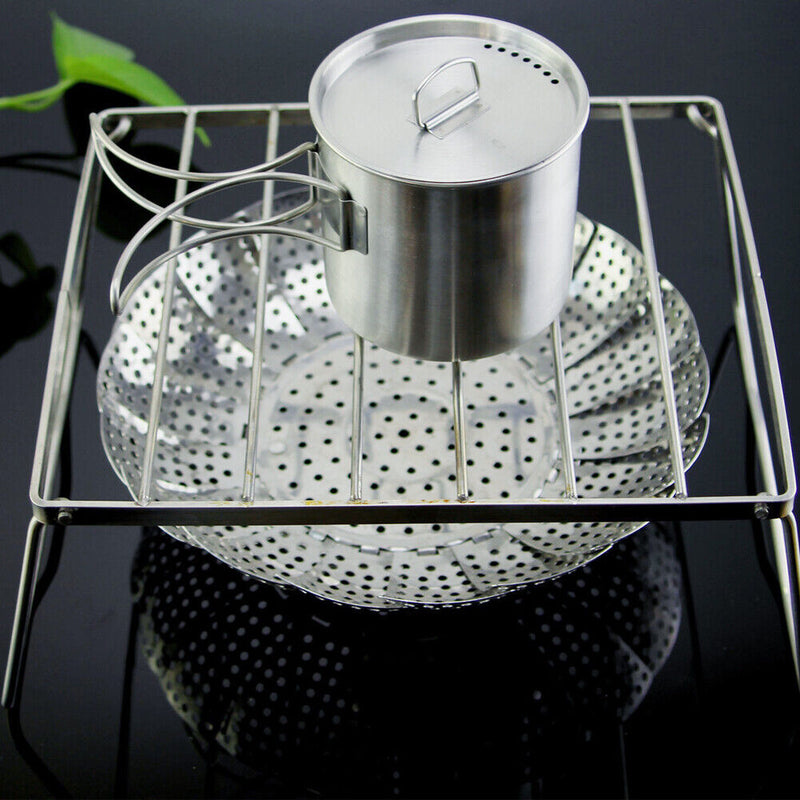 Outdoor Portable BBQ Grilling Basket Stainless Steel Foldable Barbecue Gril