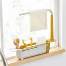 Telescopic Sink Storage Rack Holder Adjustable 2-in-1 Sink Basket (Yellow) Newly