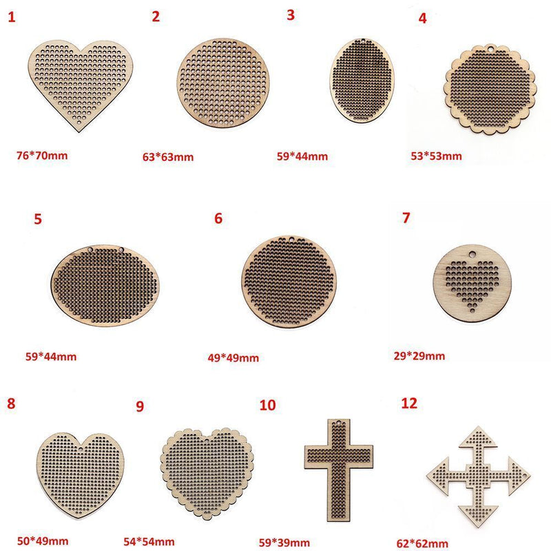 Wooden Crafts Sewing Jewelry Pendant Embroidery Key Ring Making Cross Stitch