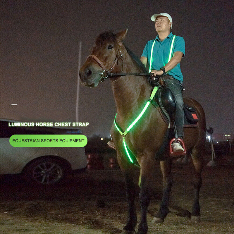 Adjustable LED Light Harness Chest Belt Lights Night Safe Horse Riding Equipm