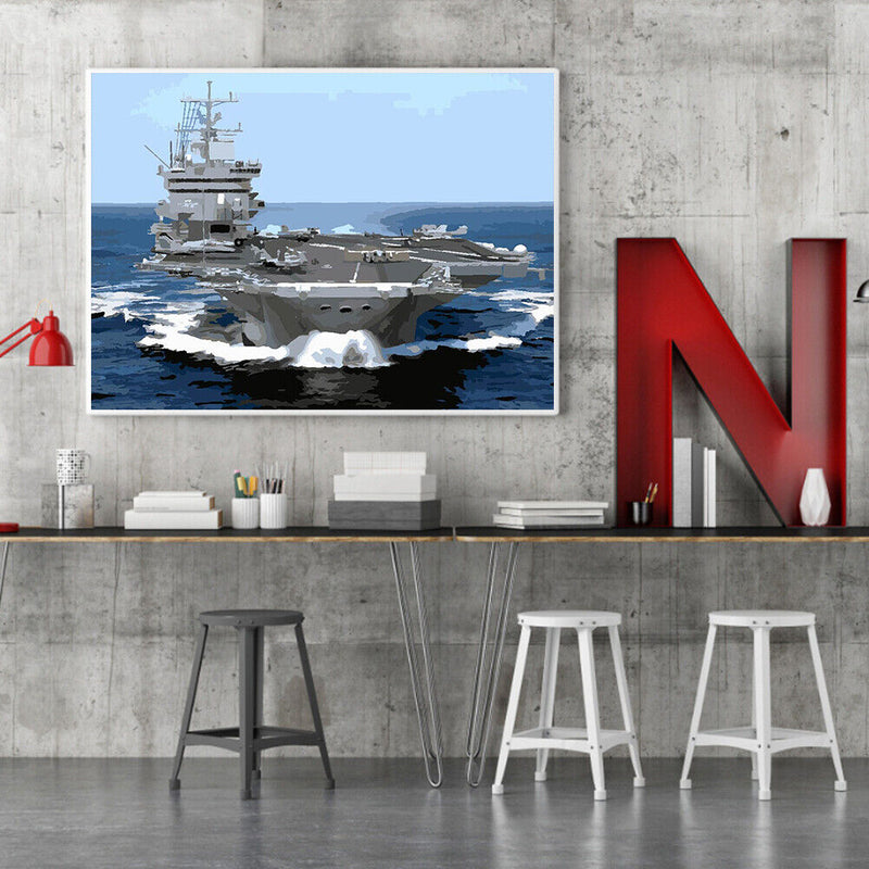 Oil Paint by Numbers Spaceship Canvas Artwork Living Room Picture Art Decoration