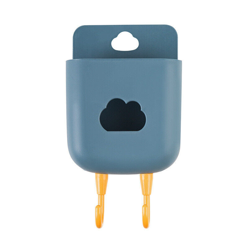 Phone Wall Mounted Holder Detachable Hook Plug Charging Organizer (Blue) Newly