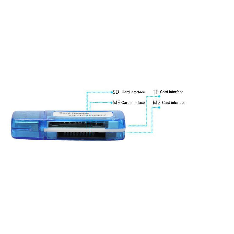 Portable 4 in 1 Memory Multi Card Reader USB 2.0 for SD/TF/T-Flash/M2 Card Newly