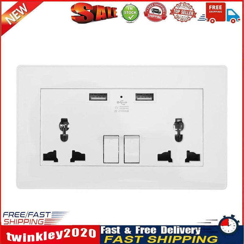 2.1A Wall Socket Dual USB Port Power Adapter Outlets Panel Universal Plug Newly