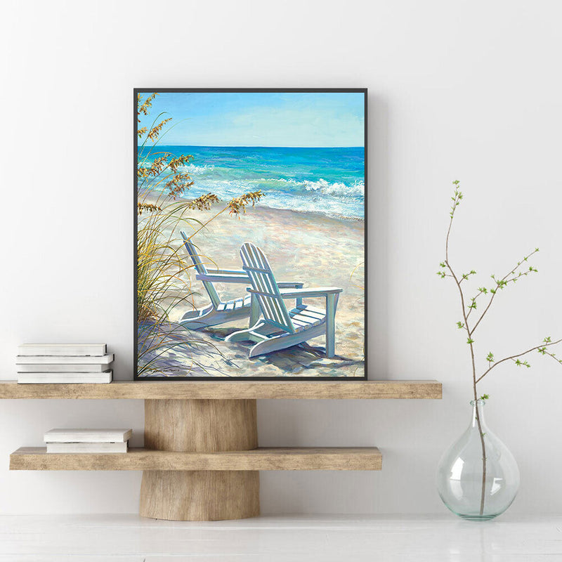 Seaside Lounger Oil Paint By Numbers DIY Handpainted on Canvas Wall Art Unframed