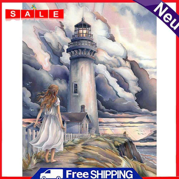 Lighthouse After Storm Oil Paint By Numbers DIY Handpainted Home Decoration Gift