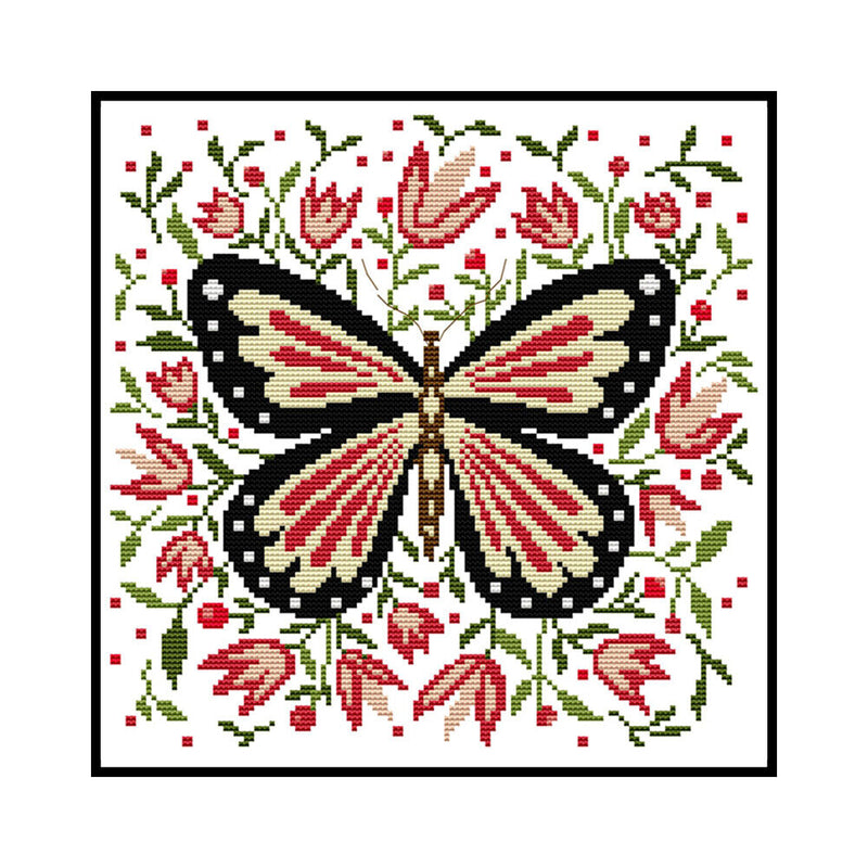Partial Embroidery Cross Stitch Set Needlework Kit 14CT Butterfly Artwork