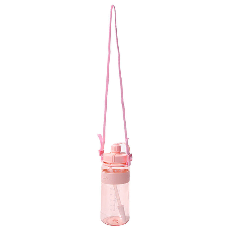 Portable Women Summer Gym Water Bottle Straw Large Capacity (Pink 1000ml) Newly