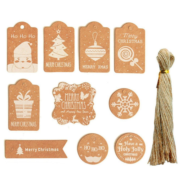 Xmas Decoration Santa Claus Gift Wrapping Christmas Labels Kraft Tag Hang Tags