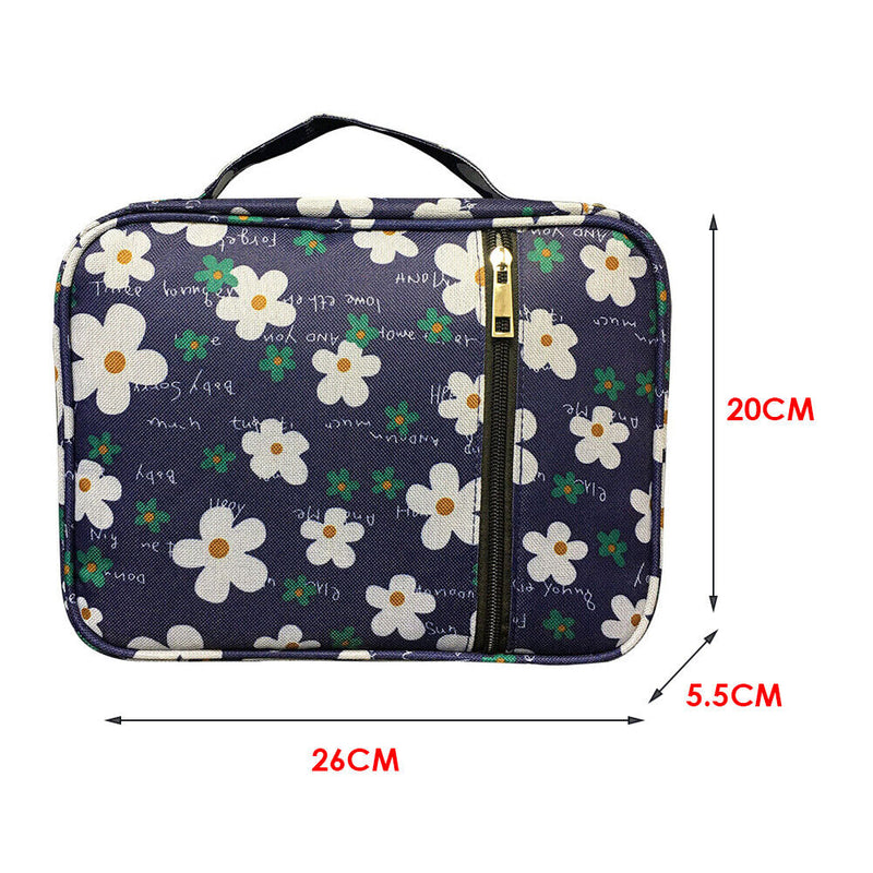 Floral Print Oxford Cloth Bible Cover Zipper Travel Waterproof Makeup Organizer