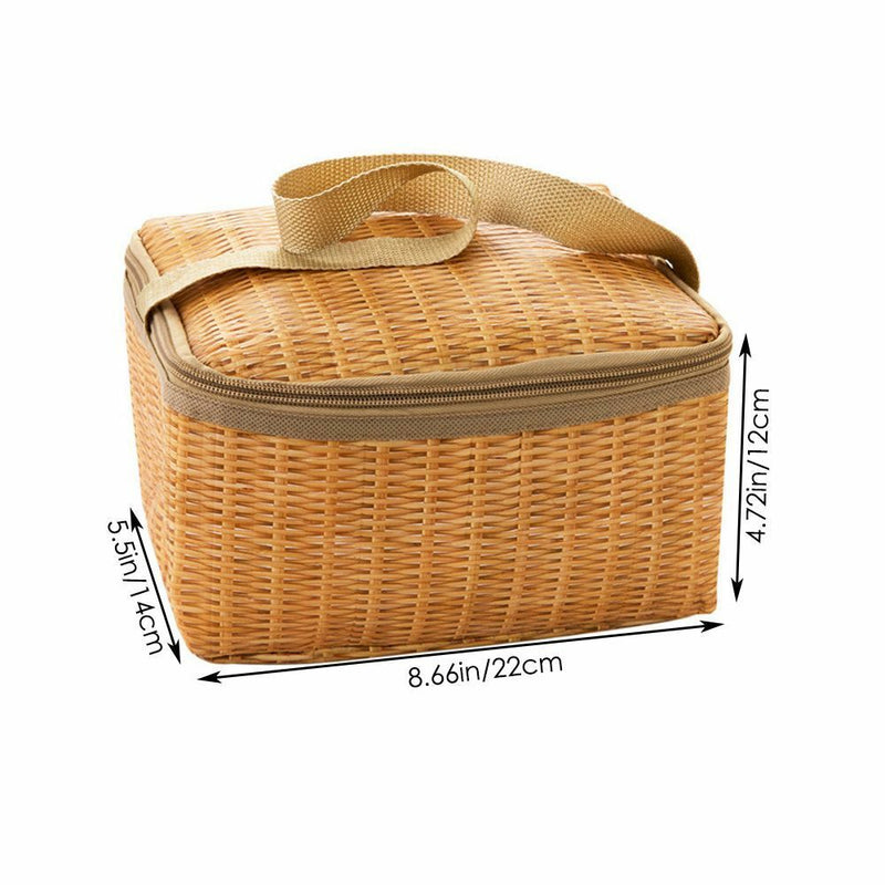 Bags Keep Warm Woven Rattan Bag Waterproof Lid and Handle Wicker Picnic Basket
