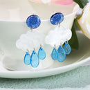 Women Fashion Jewelry Creative Ear Clip Acrylic Short Raindrop Cloud Earrings