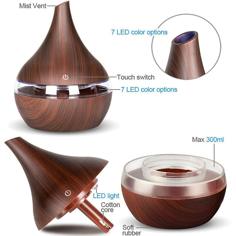 Diffuser Wood Grain Humidifier Air Purifier Water Replenishment Instrument