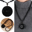 Handmade Reiki BaGua Dragon Phoenix Carved Lucky Pendant Obsidian Necklace