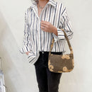 Cartoon Woollen Bear Print Underarm Handbag Women Top-handle Bag (Khaki)