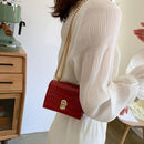 Women Pure Mini Chain Shoulder Bags PU Leather Casual Messenger Crossbody Bag