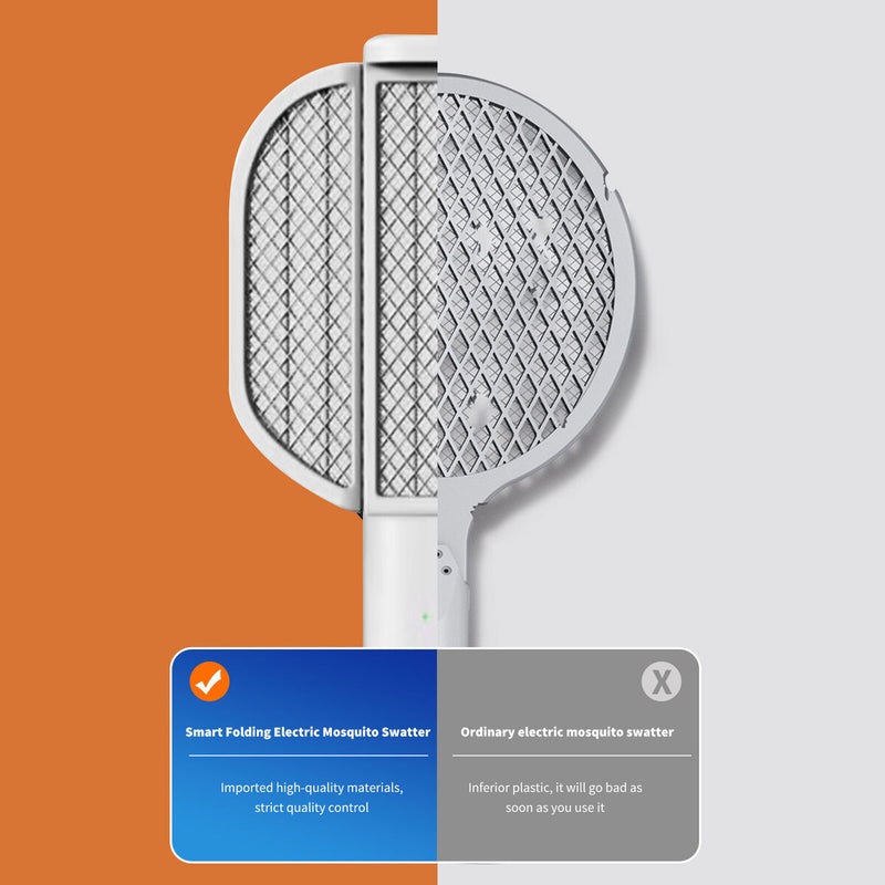 Electric Fly Swatter Insulation Protection Net & Foldable (White Grey) Newly