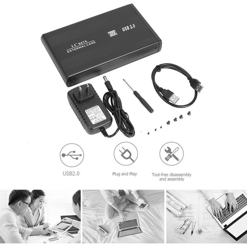 3.5 inch USB 2.0 to SATA SSD Port Hard Drive Enclosure 480Mbps External HDD Case