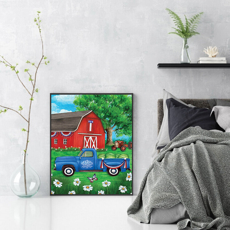Farm Car Oil Paint By Numbers DIY Handpainted on Canvas Wall Art Gift Unframed