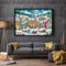 Town Snow Scene 11CT Stamped DIY Embroidery Full Cross Stitch Home Decorati
