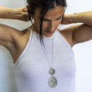Retro Ethnic Turquoises Necklace Western Style Pumpkin Flower Pendant Chain G